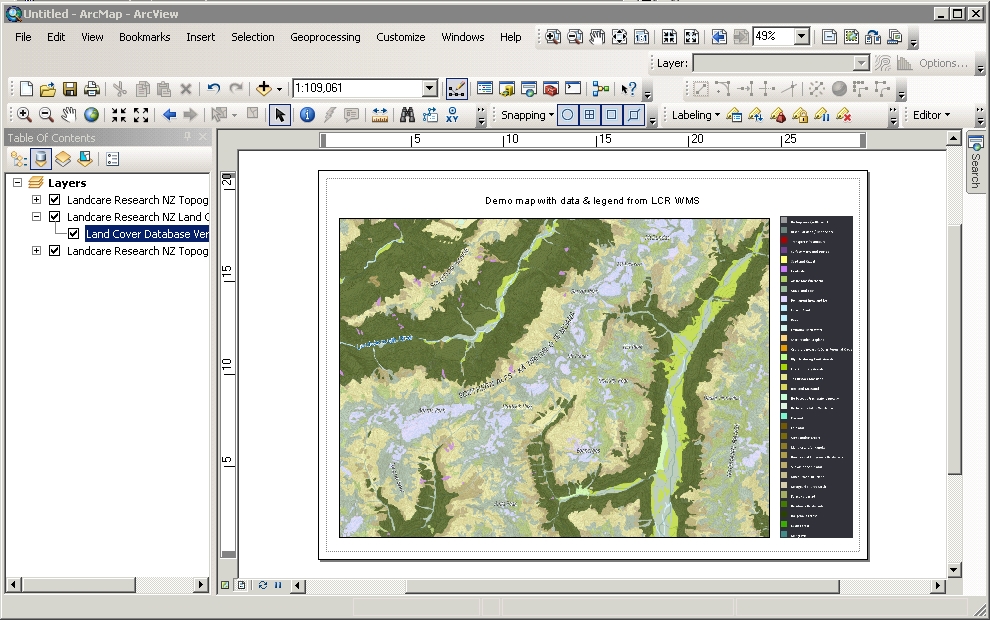 ArcGIS layout view, using WMS legend