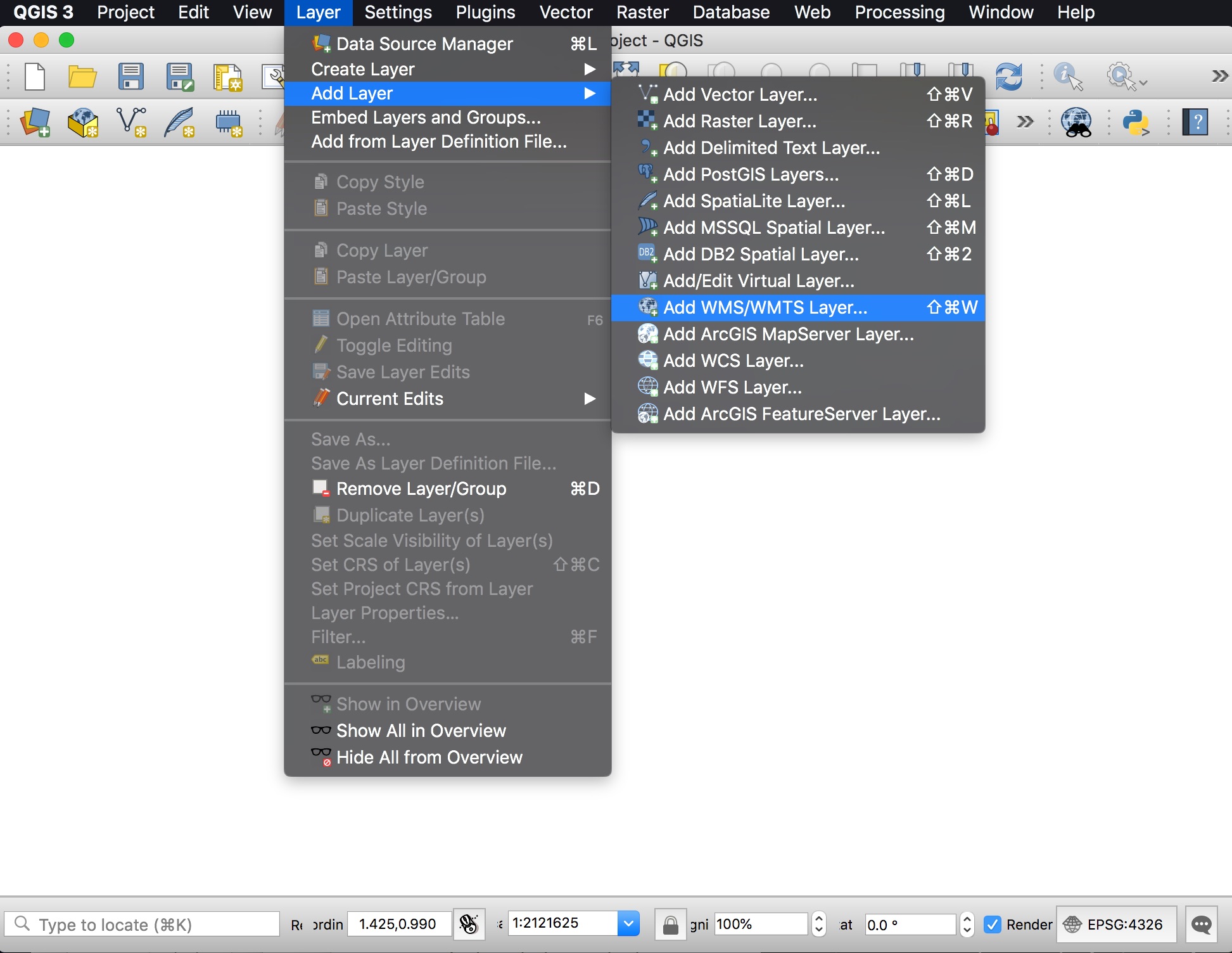 QGIS Add WMS/WMTS Layer