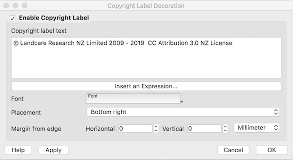 QGIS Copyright Dialog